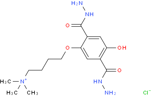 4-(2,5-di(hydrazinecarbonyl)-4-hydroxyphenoxy)-N,N,N-trimethylbutan-1-aminium chloride